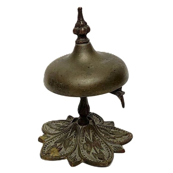 Antique RARE Bronze 19th Century Ornate Victorian Base Hotel Desk Counter Bell - Picture 1 of 8